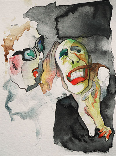 Claudia and friend – 2018 – 15x20 cm – watercolor and crayon on paper 