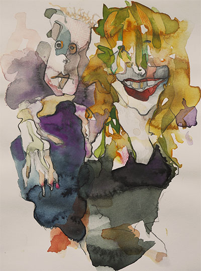 Courtney and Klaus – 2019 – 15x20 cm – watercolor and crayon on paper 