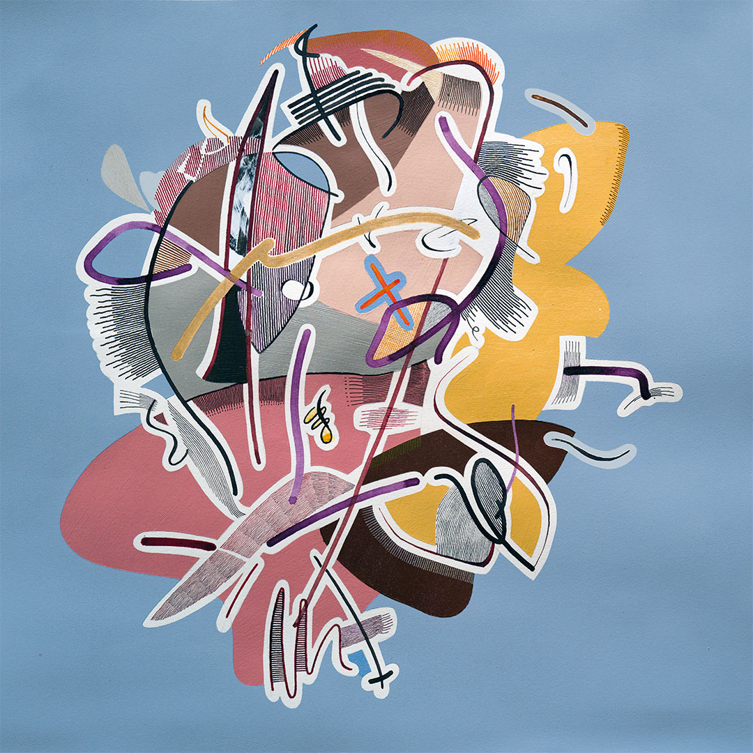 Peter Hintz - Mädchen Tusche, Bleistift und Acryl auf Papier 20 x 20 cm 2023