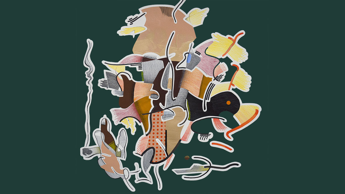 Peter Hintz - Kopf_14 - 2025 - Tusche, Acryl auf Papier - 54x54 cm