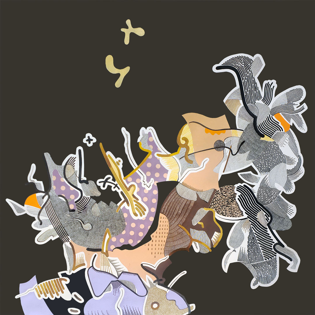 Peter Hintz - Tanzender junger Mann Tusche und Acryl auf Papier 37 x 37 cm 2023