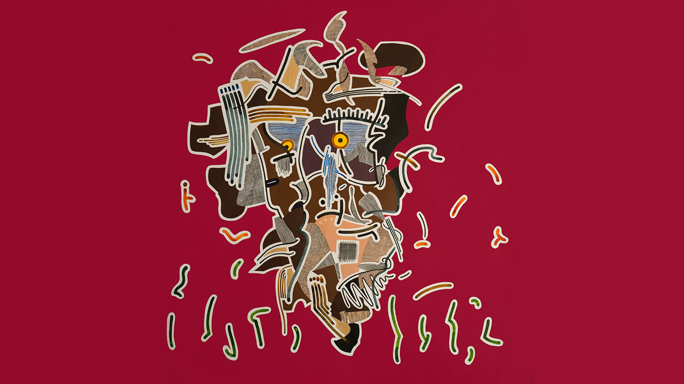 Peter Hintz - Kopf_14 - 2025 - Tusche, Acryl auf Papier - 54x54 cm