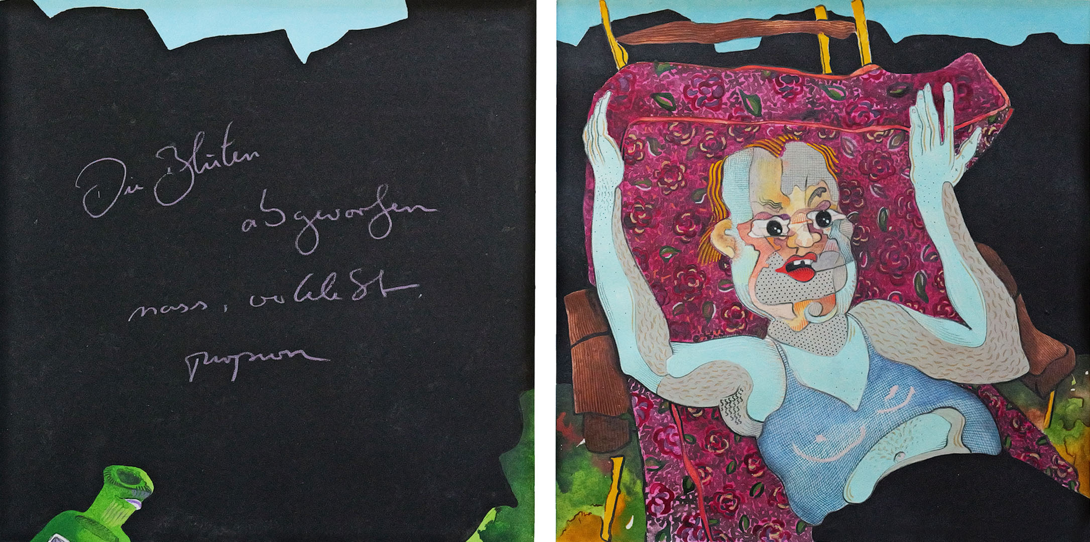 Peter Hintz - Selfie Bleistift, Buntstift und Acryl auf Papier 20 x 20 cm 2023